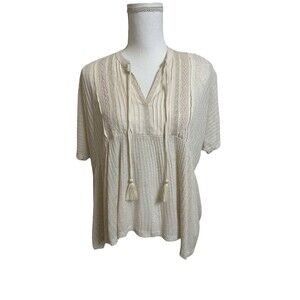 NWT Anthropologie Patrons Of Peace Women's M Boho Style Top Shirt Short Sleeve